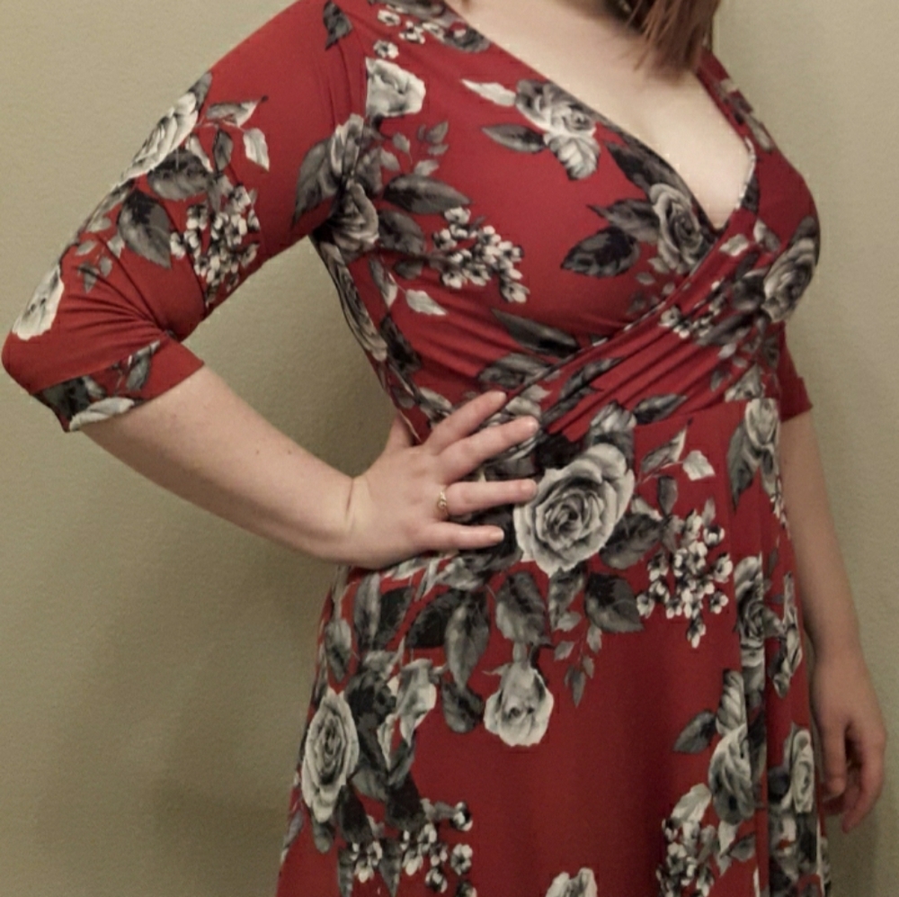 Women's Red Floral Maxi Dress